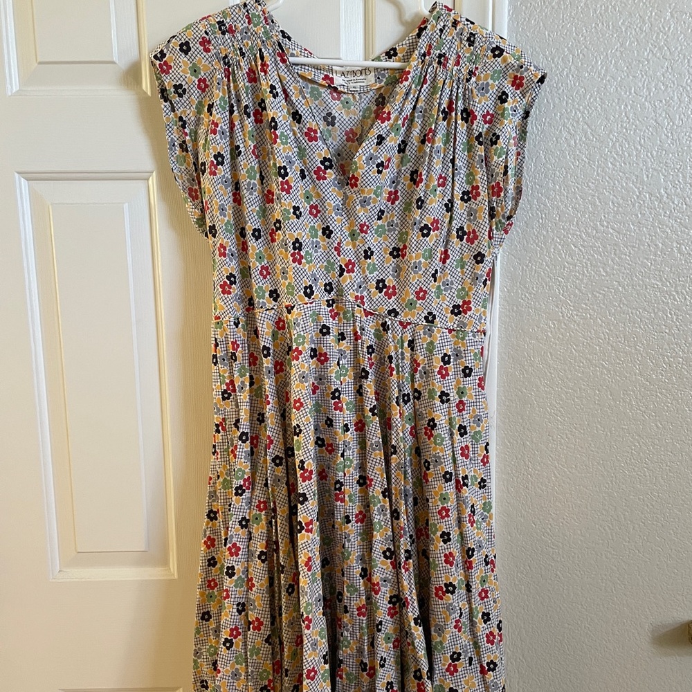 Retro flower pattern midi dress